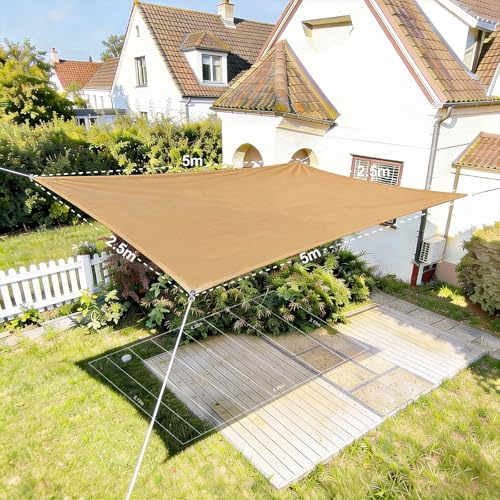 HAIKUS Rechteckiges Sonnensegel 2,5x5 m, HDPE Sonnensegel 5x2,5 m, atmungsaktiv, strapazierfähig, 98% UV-Schutz für Außenbereich, Garten, Terrasse (Sand)