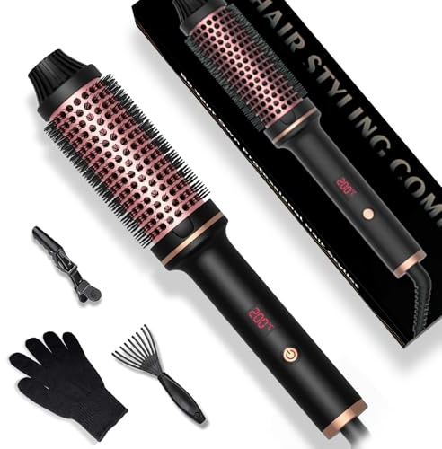 UMIGA Thermal Brush, spazzola per ricci 3 in 1, spazzola termica da 38 mm, display LCD da 120 a 210 °C, aumenta il volume dei capelli, ricci sciolti, capelli lisci, dimensioni compatte leggere, doppia