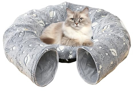 Acunny Cama para Gatos | Juguete con Cama para Gatos,Juguete Interactivo con Cojín de Peluche y Fosforescente para Descansar Dormir Razas Pequeñas Medianas Grandes