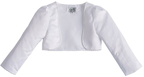 Cinda Girls Long Sleeves Satin Bolero White 4-5 Years