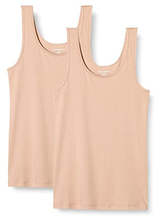 Amazon Essentials 2-pack Tank, camisa Mujer, Beige (Nude), X-Large (Talla del fabricante: )