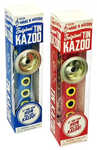 Schylling Musical Instruments Original Classic Tin Kazoo Blue/Yellow & Red/Yellow Gift Set Bundle - 2 Pack