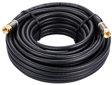 Cables Direct Online 20M Black RG6 Coax Cable Dual Shield Outdoor/Indoor Coaxial BNC Extension Wire For Satellite Dish Cable TV Antenna