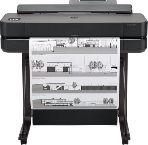 HP DesignJet T650 Großformatdrucker, 24 Zoll, bis zu A1, mobiles Drucken, Wi-Fi, Gigabit Ethernet, Hi-Speed USB 2.0, 2 Jahre Garantie (5HB08A), Schwarz