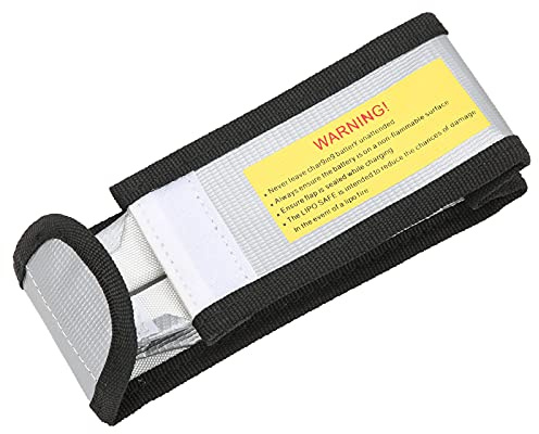 Dilwe Lithium Battery Safe Bag, Fire Resistant Fibre Fireproof Box Water-Resistant Fireproof Explosion-Proof Lipo Battery Bag for Various Aircraft Batteries