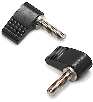 Tornillos moleteados M4 x 30 mm con asas, tornillos moleteados de hoja única, perilla ajustable, 2 unidades, negro