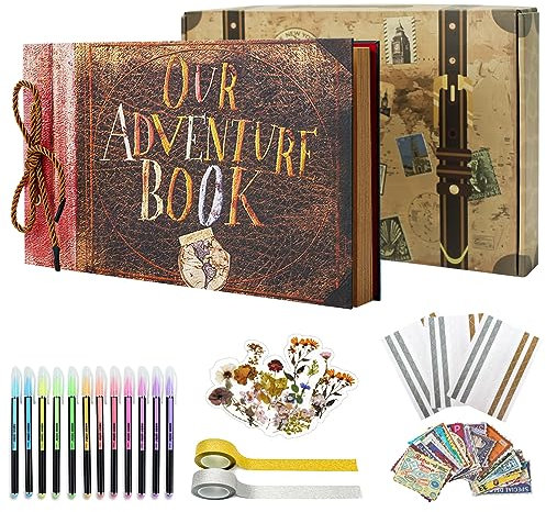 Vienrose Our Adventure Book Fotoalbum zum Selbstgestalten Scrapbook Fotobuch Kit mit Box für Reisen Geburtstag Hochzeit Valentinstag Weihnachten Baby Shower