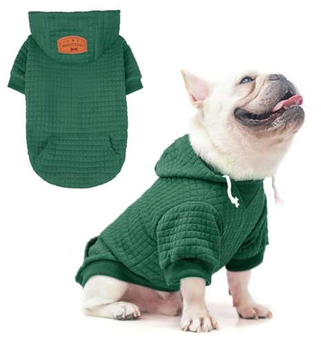BEAUTYZOO Waffle Pattern Dog Hoodie - Warm Autumn and Winter Clothes for Small to Large Dogs (Sizes S, M, L) - Sweater with Hood and Pocket for Bulldog, Pitbull and Other Breeds