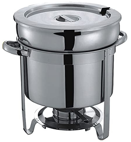 Soup Chafing Food Warmer, Rostfritt stål Soup Warmer Chafing Disk Bufféset med vattenpanna, skavning, ram, bränslehållare och lock
