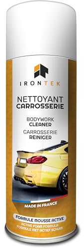 Nettoyant Carrosserie Aérosol 500mL - IRONTEK - Formule Haute Performance - Solvants Naturels - Ne Laisse Aucune Trace - Fort Pouvoir Dégraissant - Dissout Goudron, Graisse, Pollution, Platane...