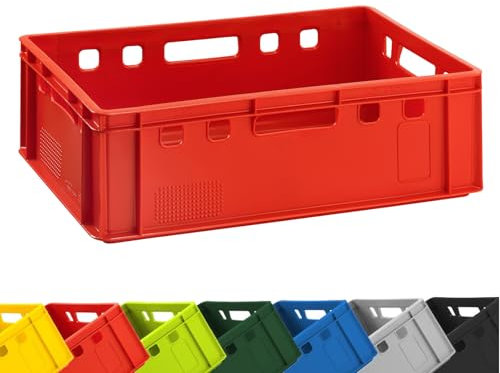 BURI 1 cassetta per carne E2, rosso, 60 x 40 x 20 cm, per macellaio, per uso alimentare, robusta, impilabile