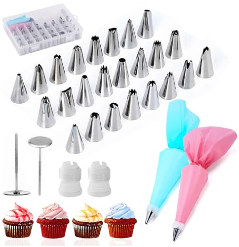 Mangas pasteleras con boquillas, 38 piezas de accesorios para tartas con boquillas, bolsas y boquillas reutilizables, juego de decoración para tartas, accesorios para hornear, para cupcakes, tartas