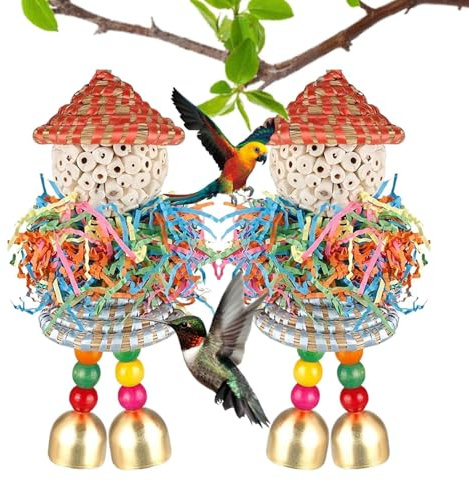 Djowyh Lot de 2 jouets de recherche de nourriture pour perruche - Jouet à déchirer pour oiseaux, perroquets, ara, canaris, cages inséparables