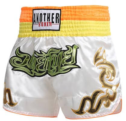 LiiYii Pojkar korta byxor boxning Muay Thai MMA kickboxning trunkar stridsbyxor korta byxor boxning kampsport shorts för grappling, Vitt och blått, 13-14 år