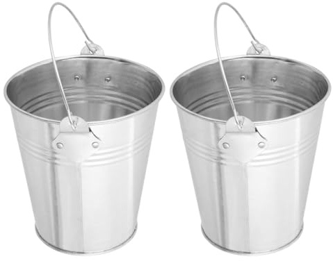 Alasum Secchio di Metallo per Grasso da Barbecue 2 Pezzi, Secchio Raccogli Olio Compatto e Resistente per Griglia, Accessorio per Barbecue e Cucina all’Aperto, per Picnic e Giardinaggio