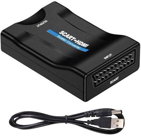 afhgdjr Peritel vers HDMI,Adaptateur Péritel HDMI avec Câble USB 720p/1080p,pour TV Moniteur Projecteur, Scart Audio Vidéo HD Compatible avec PS3 DVD VHS Xbox Blu-Ray Plug and Play