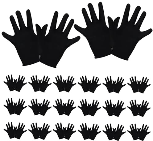 Dmrbiy 40 Piezas (20 Pares) Guantes De Algodón Negro Reutilizables Y Cómodos Guantes De Algodon Para El Cuidado De Las Manos Para Inspección De Joyas