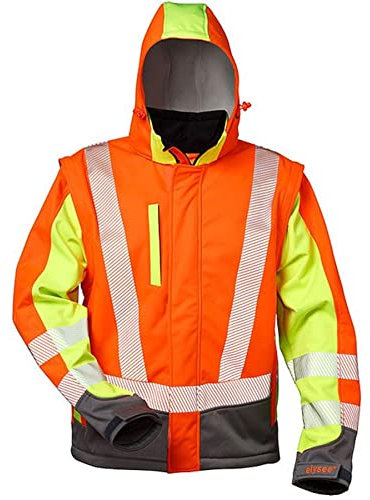 Warnschutz Softshelljacke Elysee *ATANAS* orange/gelb-grau Gr. XXXXL
