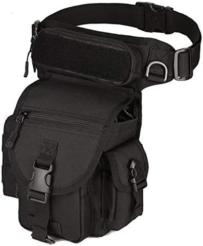 Gexgune Bolsas de Escalada | Impermeable Nylon Tactical Drop Leg Bag Sistema Molle Herramienta de Caza Paquete de Cintura Cinturón Bolsa Muslo Hombres Mujeres Equipo Militar (Negro)