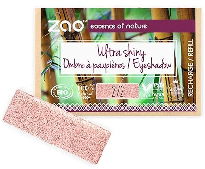 ZAO essence of nature - Recharge Ombre à paupières rectangle Ultra Shiny 272 Rose féérique - 1,3 gr