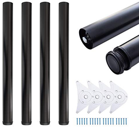 sossai® Premium Tischbeine TBBL | höhenverstellbar | Farbe: Schwarz | 4 Stück | Höhe: 71 cm (710 mm) einstellbar +2cm | Montagezubehör inklusive