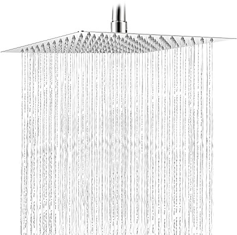 SOLVEX Pommeau de Douche,Carré Anti-calcaire en Acier Inoxydable Douchette de Douche Ultra-Mince Haute Pression Tête de Douche Réglable à Pluie pour Salle de Bain, Économie d'eau,DE-SP-50022