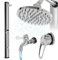 ML-Design Solardusche 35L 217cm eckig mit Fußdusche und Regenduschkopf, Silber-Schwarz, warmes Wasser bis 60°C ohne Strom, mit Gartenschlauch-Anschluss, Gartendusche Außendusche Pooldusche Regendusche