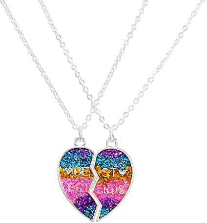 MenYiYDS 2 Pcs BFF Necklaces Friendship Necklace Magnetic Best Friends Girls Necklace for Girls Birthday Gifts Pendant Chain Gifts (Color)