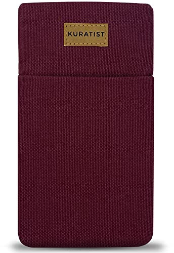 Kuratist Handy-Tasche 'AHOI' - Universell kompatibel z.B. iPhone 15/14/13 or Pro, Galaxy S24/S23, Xiaomi 14/13 - Handgefertigt aus Baumwoll-Canvas - Mit Schutzklappe - Berry