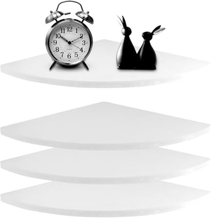 MIVIDE 4tlg. Schwebendes Eckregal, Eckregal Hängend Weiß, Dekorationen Regal für Lautsprecher, Bücher, Holz, Eiche