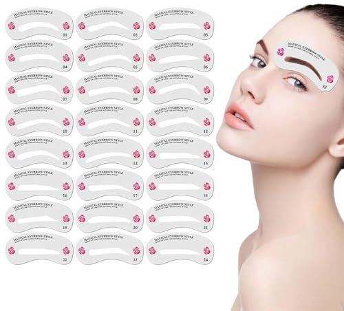 XIKSJW 24 Stück Augenbrauen Formung Schablonen Wiederverwendbare Augenbrauen Grooming Stencil Kit Augenbrauen Grooming Stencil Kit Formung Schablonen Diy Tools