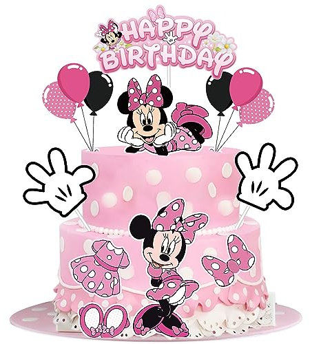 Lahe Tortendeko Geburtstag, Glitter Mouse Kuchen Deko, Happy Birthday Tortendeko, Mouse Cake Topper Geburtstag für Mädchen Junge Party Dekoration zum Torten Deko (10 Stück)
