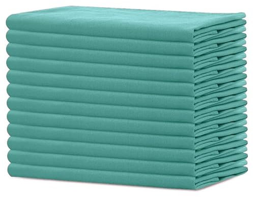 Sweet Needle - Pack of 12-100% Cotton Oversized Dinner Napkins 45 CM x 45 CM (18 IN x 18 IN), Sage Green - Heavy weight fabric for daily use with Mitered corners finish