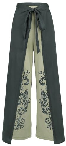 Black Premium by EMP Donna Pantaloni in Tessuto Verde Scuro con Portafoglio e Spacchi XXL-3XL