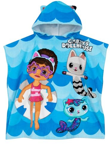 GABBYS Dollhouse Toalla Playa Niña | Toallas Baño Mercat Y Pandy Paws | Toalla Capucha Niña | Talla Unica Azul