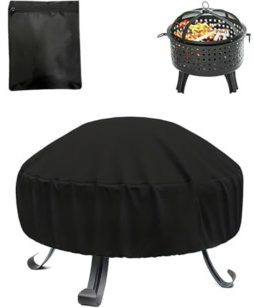 Funda Barbacoa Exterior Impermeable, Cubierta Protectora Impermeable y Resistente para Brasero de Jardín en Forma Redonda, Funda de Tejido Oxford 600D con Protección UV, Anti-desgarro, 72x40cm,Negro