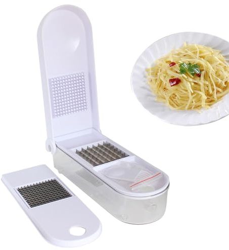 Tagliaverdure a mano – Affettaverdure a mano in acciaio | da taglio per la casa e multifunzione con 3 affettatrici per patate, aglio, a quadri