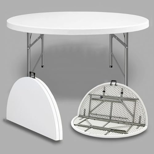 LRHELPBNR Mesa Abatible, Mesa Redonda Grande con Patas Plegables Auxiliar De Exterior Ideal para Jardín, Comedor, Camping, Terraza, Cocina, Picnic, Catering(A,136CM/53.5IN)