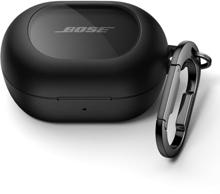 SURITCH Hülle Kompatibel mit Bose New QuietComfort Earbuds (2024),Stoßfestes Magnetriegelung Kopfhörerschutzhülle mit Reinigungsset & Karabiner Schlüsselbund（Schwarz