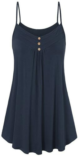 Canottiera lunga da donna anteriore piegata, orlo largo, senza maniche, leggera, traspirante, scollo a V, canotta con spalline sottili, per il tempo libero, camisole