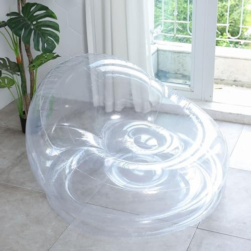 YUEHISY Sedia Trasparente Gonfiabile, Divano di Divano a Pompino Trasparente Portatile, Salotto All'aperto e Interno per Piscina, Campeggio, Camera da Letto, Balcone, Materiale in PVC