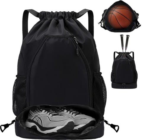 YOUYIKE Sacca Sportiva Borsa con Coulisse, Zaino da Tennis Può Contenere due Racchette, Impermeabile, con Scomparto Sul Fondo, Sacchetta Sportiva Palestra per Uomo Donna