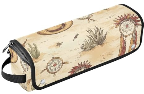 Sac de voyage pour outils de coiffure pour femme et tapis résistant à la chaleur, organiseur de grande capacité pour fer à lisser, fer à friser, attrape-rêves de cowboy occidental, chapeaux indiens