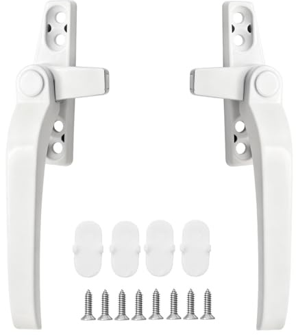 2 Pcs Cockspur Window Handles, Right/Left Hand Replacement, Universal White Handles for UPVC Windows, Sliding Doors, Double Glazing Windows, Ambidextrous Design for Window Repair & Replacement