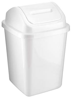 Zooom Poubelle en plastique avec couvercle pivotant 5 l Blanc
