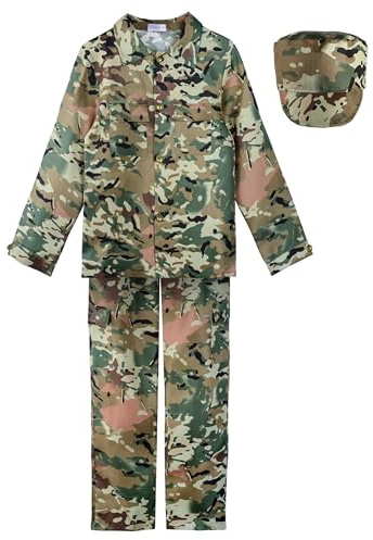 ReliBeauty Déguisement Militaire Enfant Garçon et Fille Costume Soldat avec Chapeau 11-12ans, 150