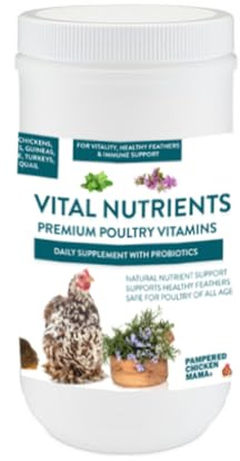 Vital Nutrients: Chicken Vitamins for Feed & Molting Supplement, Egg Booster, Poultry & Chicken Vitamins - Pampered Chicken Mama (1.5 pounds)