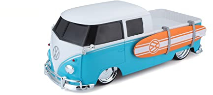 Maisto Tech R/C VW Bus T1 Pick-up Surf: Ferngesteuertes Auto im Maßstab 1:16, 2,4 GHz Frequenz, mit Pistolengriff-Steuerung, ab 5 Jahren, 33 cm, Batterien Nicht enthalten, hellblau-weiß (582708)