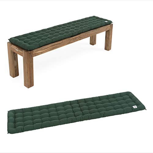 HAVE A SEAT Living - Bankauflage 160x40 cm - Bequeme Sitzauflage Bank, 5 cm Dick - Waschbar bis 95°C, Orthopädisch, Wetterfest - Made in Germany (160x40 cm, Moosgrün)
