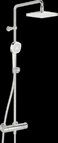 Hansa Hansamicra Style Duschsystem, Kopfbrause 200x200mm, eckig, 3-strahlig, Ausladung 445-470mm, chrom, 44350230